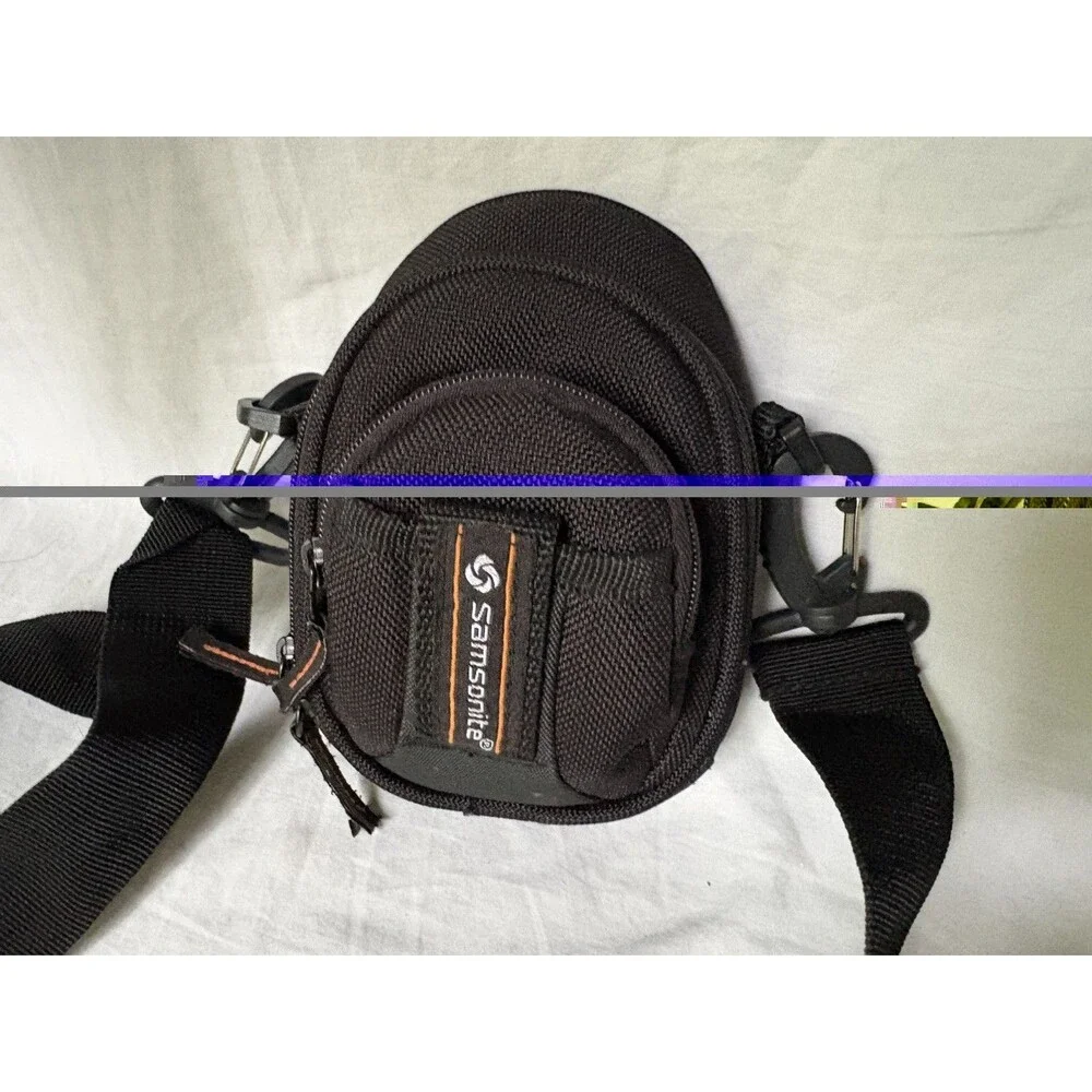 Samsonite Small Camera Bag Black 2 Pockets Case Belt Loop and Shoulder Strap